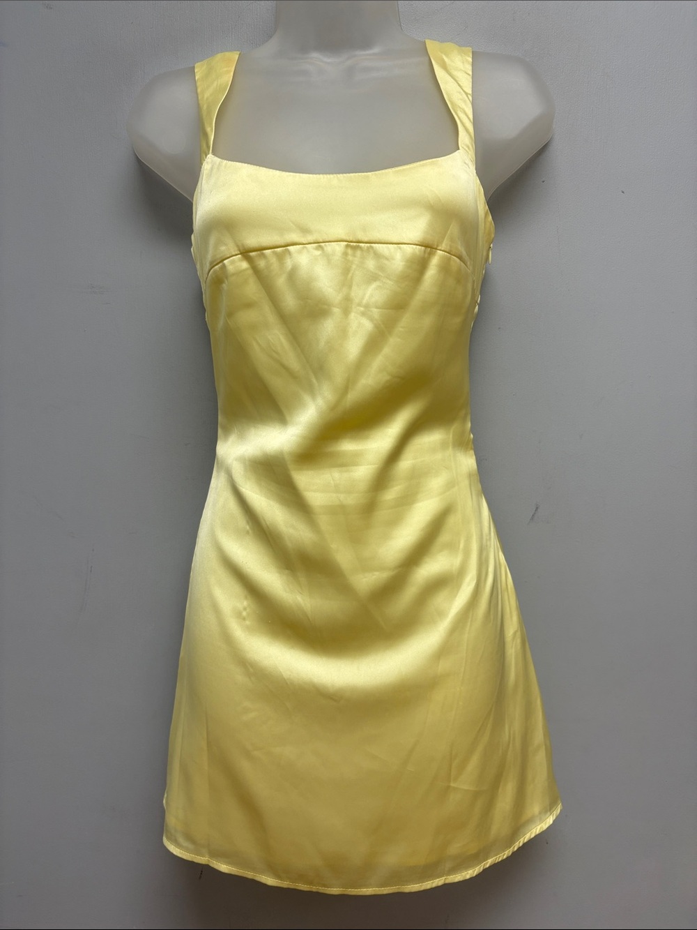 Peppermayo Odette Satin Mini Dress Butter Yellow Size US 2 - Picture 3 of 11